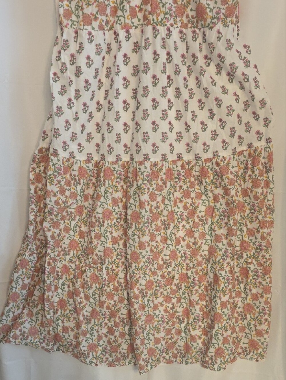 Japna Cotton Cream Maxi Dress with Pink Floral Print Size XL - Picture 6 of 16